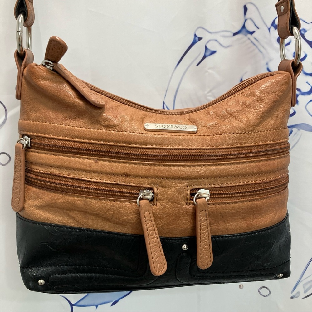 Brown & Tan Stone & Co crossbody Purse